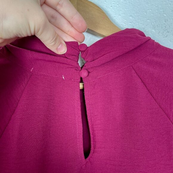 NWOT Evereve Devin Gathered Smocked Mockneck Blouse with Peasant Sleeve Size XL - Picture 8 of 10